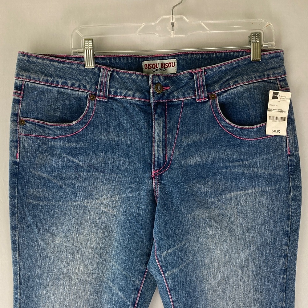 Bisou Bisou Women's Denim Jeans with Pink Stitching - Picture 2 of 9